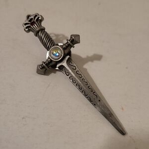 Vintage Jonette Jones Pewter Dagger Brooch with stone